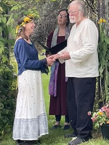 Allison officiating a wedding